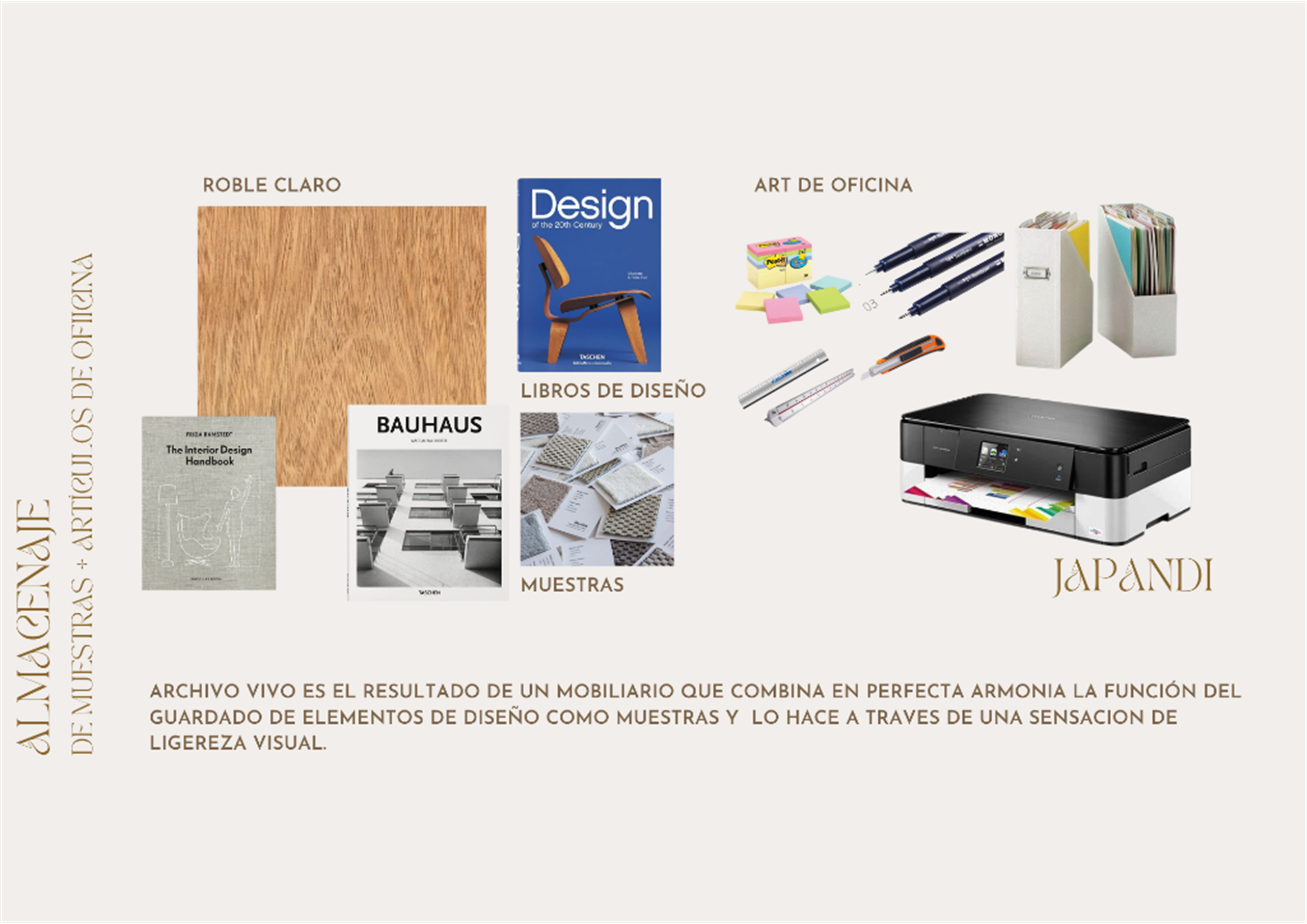 Proceso de diseño - Moodboard de materiales y almacenamiento Japandi de Archivo Vivo